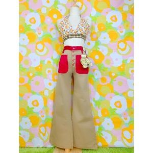 RARE Late 69s Early 70s Color Block Bell Bottoms
